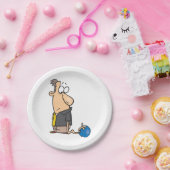 ボウリングおもしろいボール付き悲しいボウリングをする人、 クリケットの投手キャラクター ペーパープレート (パーティー)