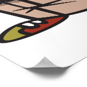 ボウリングおもしろいボール付き悲しいボウリングをする人、 クリケットの投手キャラクター ポスター (角)