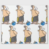 ボウリングおもしろいボール付き悲しいボウリングをする人、 クリケットの投手キャラクター ラッピングペーパー (フラット)