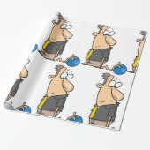 ボウリングおもしろいボール付き悲しいボウリングをする人、 クリケットの投手キャラクター ラッピングペーパー (アンロールド)