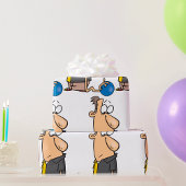 ボウリングおもしろいボール付き悲しいボウリングをする人、 クリケットの投手キャラクター ラッピングペーパー