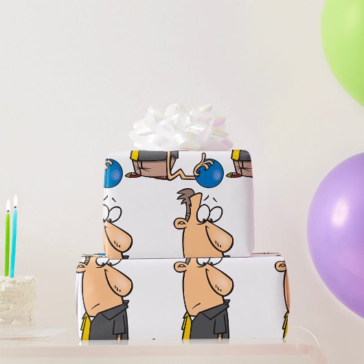 ボウリングおもしろいボール付き悲しいボウリングをする人、 クリケットの投手キャラクター ラッピングペーパー