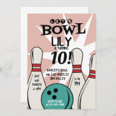 ボウリングしようぜ、ボウリング誕生日、楽しい時間をストライクで始めよう 招待状 (正面/裏面)