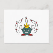 ボウリングでキングとボウリングピン ポストカード (正面)