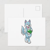 ボウリングでボウリングボールを持つオオカミ ポストカード (正面/裏面)