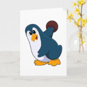 ボウリングでボールを投げるペンギン カード (黄色い花)