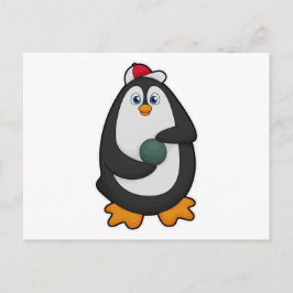 ボウリングでボールを投げるペンギン ポストカード