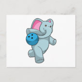 ボウリングでボールを投げる象 ポストカード (正面)
