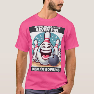 ボウリングで7本残って笑う女 Tシャツ