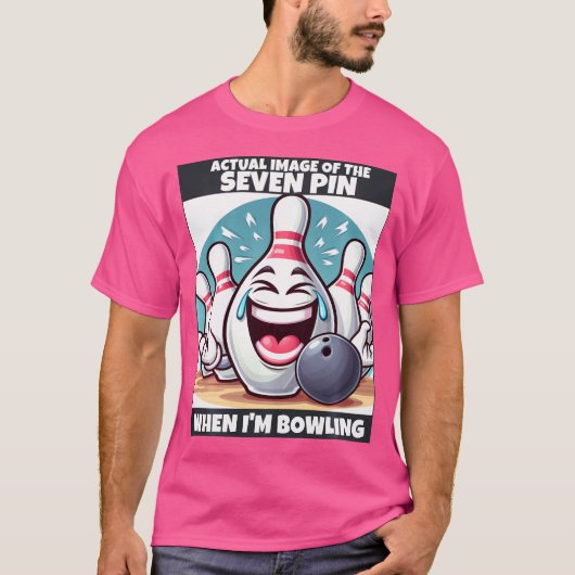 ボウリングで7本残って笑う女 Tシャツ (正面)