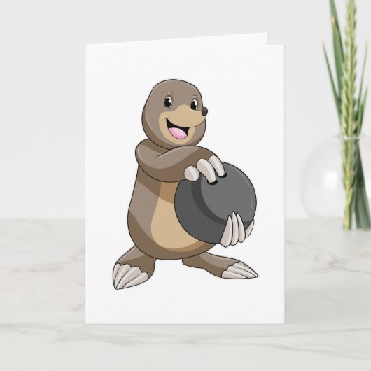 ボウリングのモルとボウリングボール カード (正面)