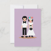 ボウリングの結婚式の花嫁と新郎 招待状 (裏面)