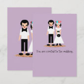 ボウリングの結婚式の花嫁と新郎 招待状 (正面/裏面)