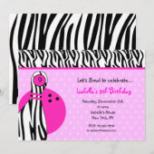 ボウリングの誕生日パーティー招待状 招待状 (正面/裏面)