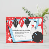 ボウリングの誕生日パーティー招待状 招待状 (スタンド正面)