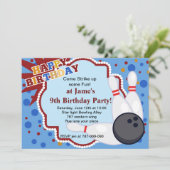 ボウリングの誕生日パーティー招待状 招待状 (スタンド正面)