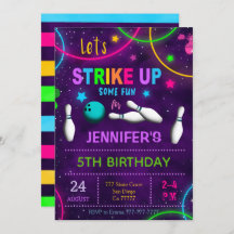 ボウリングの誕生日パーティー招待状