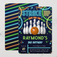 ボウリングの誕生日パーティー招待状