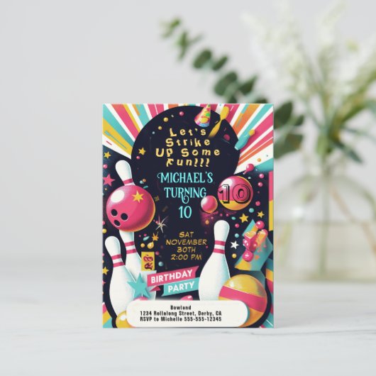ボウリングの誕生日パーティー ポストカード (スタンド正面)