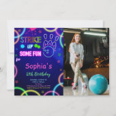 ボウリングの誕生日写真招待状をチェックアウト 招待状 (正面)