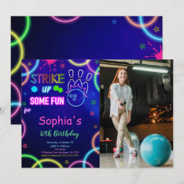 ボウリングの誕生日写真招待状をチェックアウト 招待状