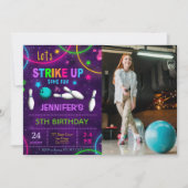 ボウリングの誕生日写真招待状 招待状 (正面)