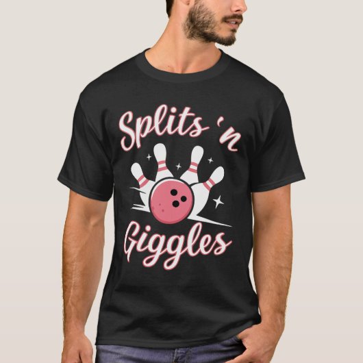 ボウリングをする人 おもしろい スプリット 笑い ボウリング Tシャツ (正面)