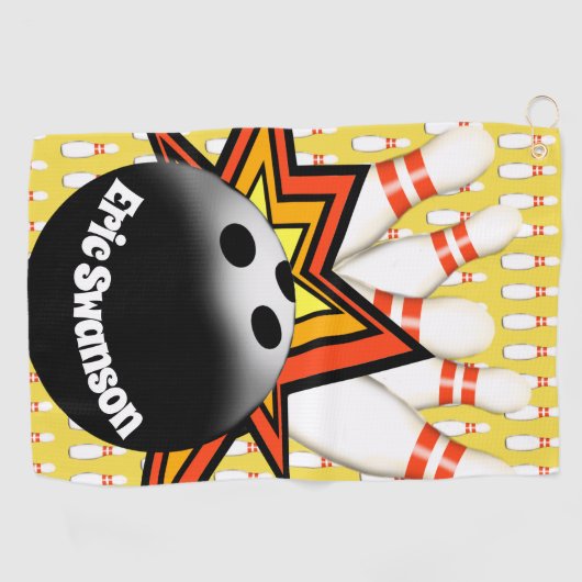 ボウリングをする人、クリケットの投手のスポーツタオル ゴルフタオル (横)