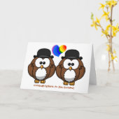 ボウリングをする人、 クリケットの投手ハットフル結婚ズゲイプライドの犬用カード カード (黄色い花)