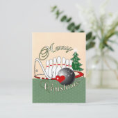 ボウリングをする人、クリケットの投手/ボーリングをするメリークリスマス シーズンポストカード (スタンド正面)