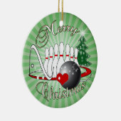 ボウリングをする人、クリケットの投手/ボーリングをするメリークリスマス セラミックオーナメント (右)