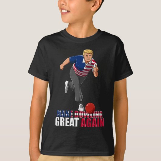 ボウリングを再び偉大に - 笑えるトランプ・ボウリングGif Tシャツ (正面)