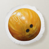 ボウリングカッコいいボールボウリングをする人、 クリケットの投手円枕 ラウンドクッション (裏面)