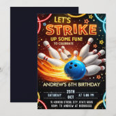 ボウリングキッズの誕生日パーティー 招待状 (正面/裏面)