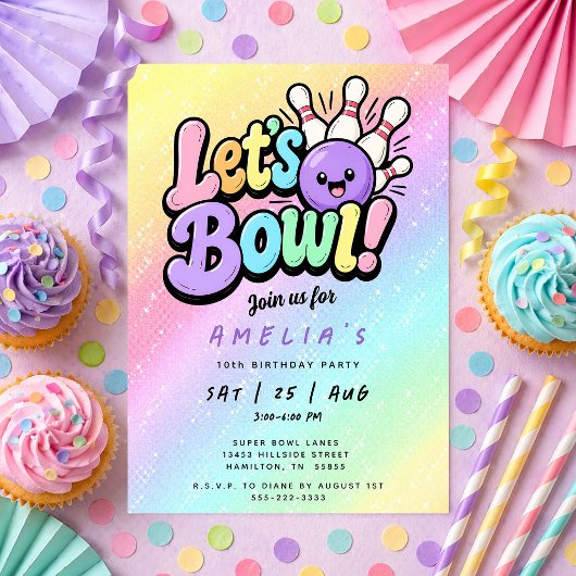 ボウリングキッズの誕生日パーティ Let's Bowl 招待状
