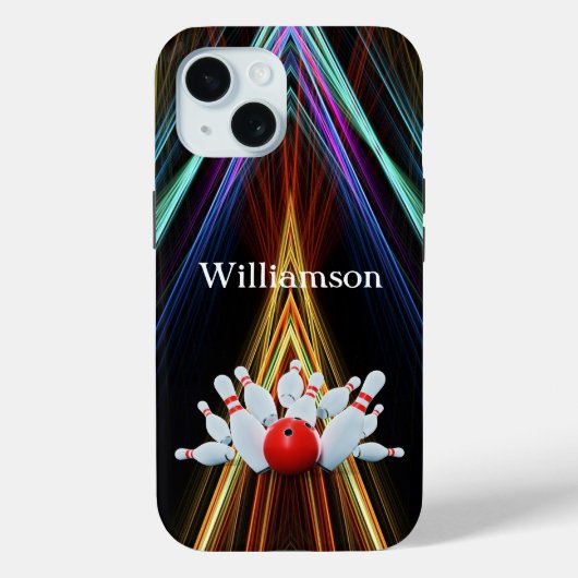 ボウリングゲーム - ボールがピンに命中 - 名前をカスタマイズ Case-Mate iPhoneケース (裏面)