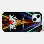ボウリングゲーム - ボールがピンに命中 - 名前をカスタマイズ Case-Mate iPhoneケース (裏面 (横))