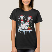 ボウリングサンタ帽子 楽しいクリスマス ロングスリーブ Tシャツ (正面)