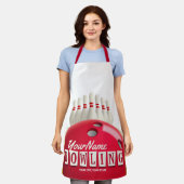 ボウリングパーソナライズされたボールレーンズピンレトロリーグ エプロン (着用した状態)