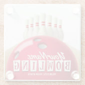 ボウリングパーソナライズされたボールレーンズピンレトロリーグ ガラスコースター (裏面)