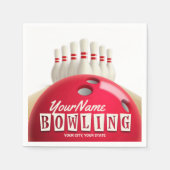 ボウリングパーソナライズされたボールレーンズピンレトロリーグ スタンダードカクテルナプキン (正面)