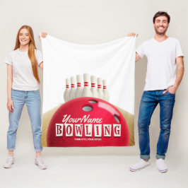 ボウリングパーソナライズされたボールレーンズピンレトロリーグ フリースブランケット
