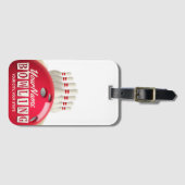 ボウリングパーソナライズされたボールレーンズピンレトロリーグ ラゲッジタグ (正面横)