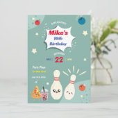 ボウリングパーティーの誕生日招待状 招待状 (スタンド正面)