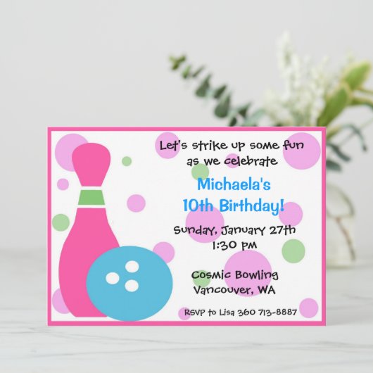 ボウリングパーティー - ガール 招待状 (スタンド正面)