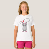 ボウリングピンとボウリングをするネズミ Tシャツ (正面フル)