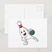ボウリングピンとボウリングボール ポストカード (正面/裏面)