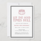 ボウリングピン誕生日パーティー招待状 招待状 (正面)