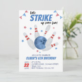 ボウリングボーイの誕生日パーティー　ストライクして楽しくしよう！ 招待状 (スタンド正面)