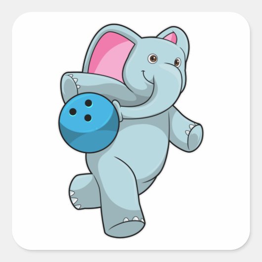 ボウリングボーリングでゾウ スクエアシール (正面)
